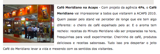 Participação do Café Meridiano na ACAPS é destaque na coluna Mídia e Mercado